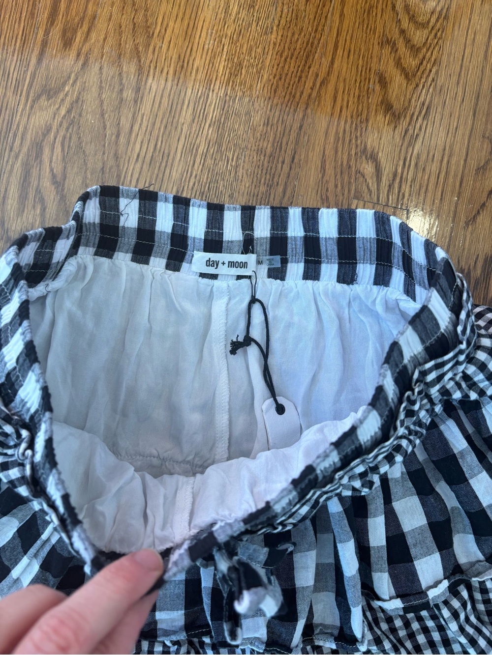 Day + Moon Boutique Black & White Gingham Layered Ruffle Skirt - Picture 2 of 3
